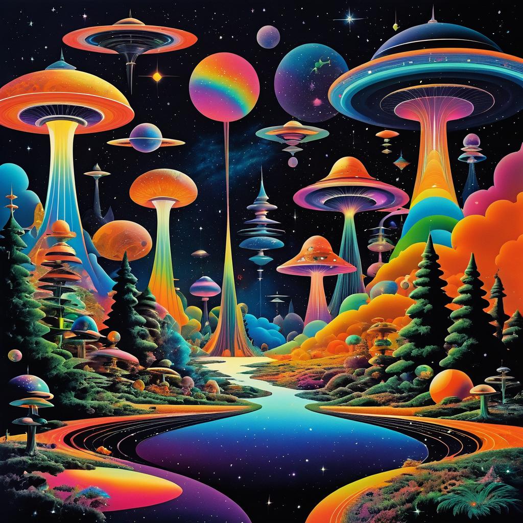 Psychedelic 70s Sci-Fi Space Collage