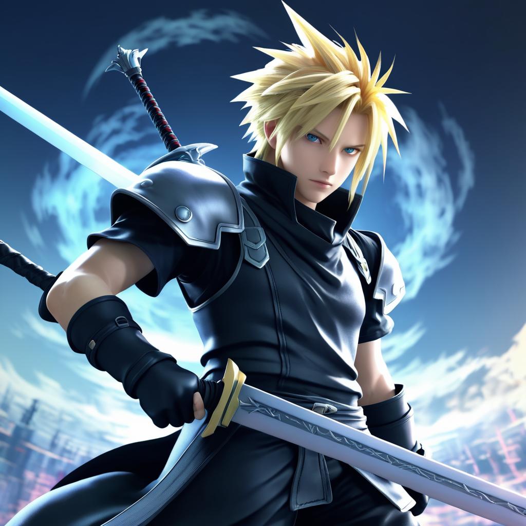 Stylized Anime Art of Cloud Strife