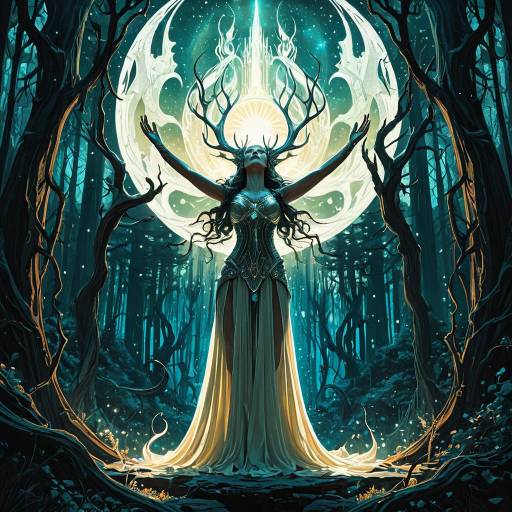 Mystical Forest Sorceress with Antler Crown