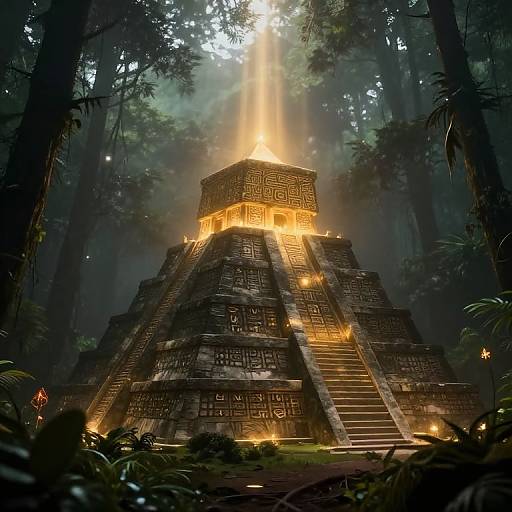 Illuminati Pyramid in Mystical Forest