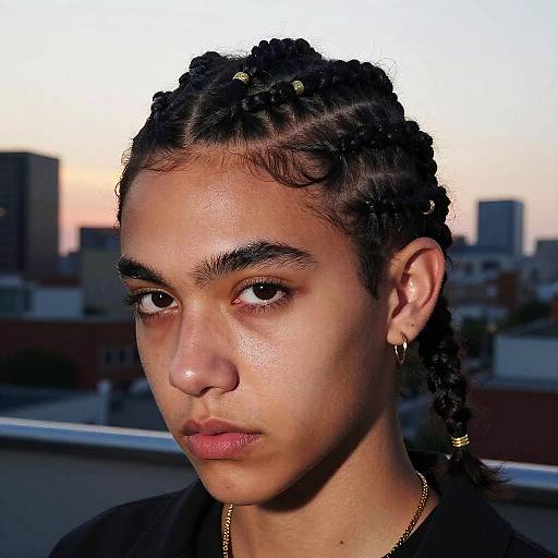 Latina Black Cornrows with Gold Accents