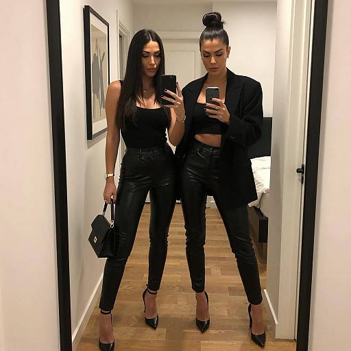 Chic Hallway Mirror Selfie of Friends