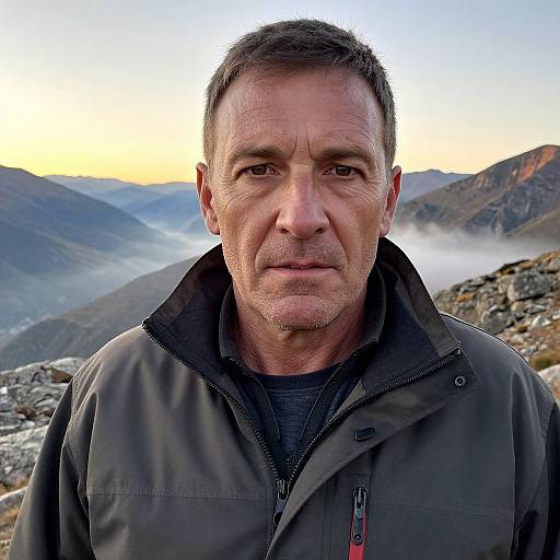 Rugged Man in Mountain Sunrise