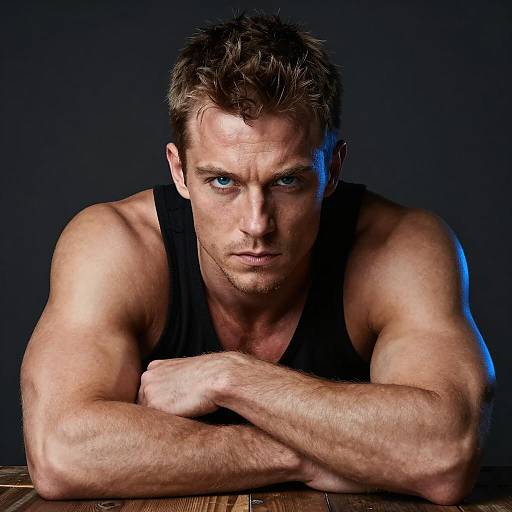 Intense Portrait of a Muscular Man