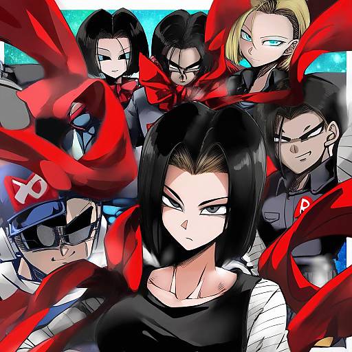 Illustration of Android 17, dragon ball in the style of Cosaten