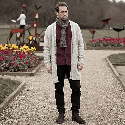 Contemplative Man in Rustic Sepia Scene