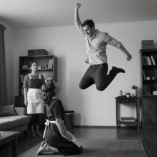 Dynamic Jump in a Cozy Living Room