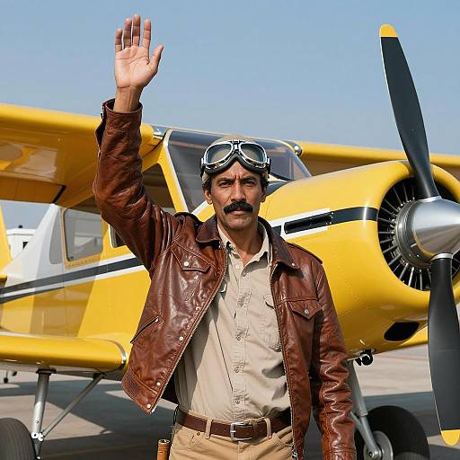 Confident Aviator by Yellow Airplane