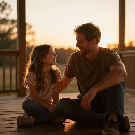 Father and Daughter Sunset Bonding