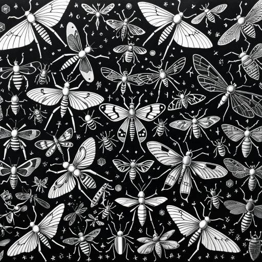 Mechanical Insects Etching in Escher Style