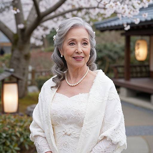 Elegant Vintage Bride in Japanese Garden
