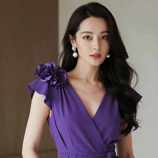 Elegant Woman in Purple Dress