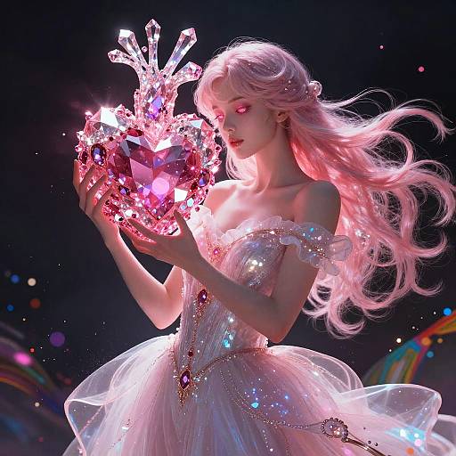 Goddess with Radiant Ruby Heart