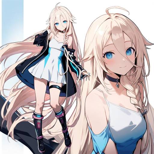 Vocaloid Girl with Long Blue Hair