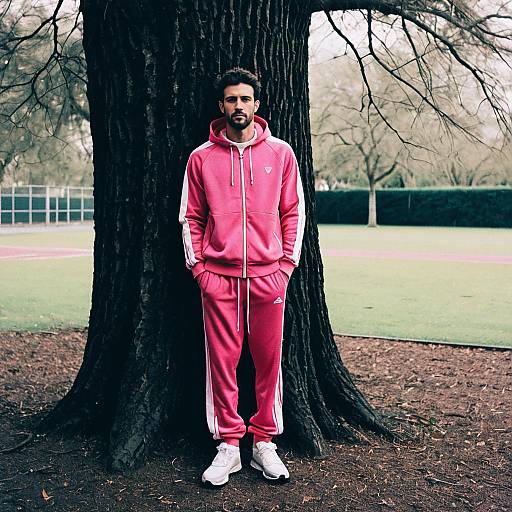 Man in Pink Tracksuit Outdoors