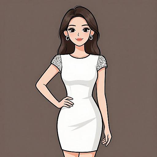 Chic Smiling Woman in Sequined Dress