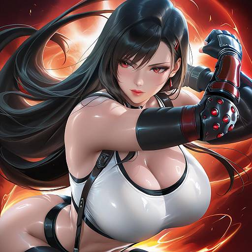 Anime Female Warrior in Dynamic Pose