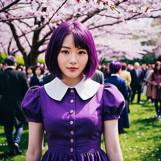 Anime Young Woman in Vibrant Garden