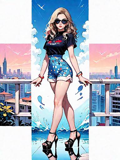 Urban Chic Woman in Blue Paisley Romper