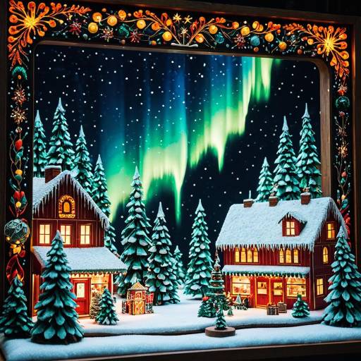 Alaskan Northern Lights Winter Market Diorama