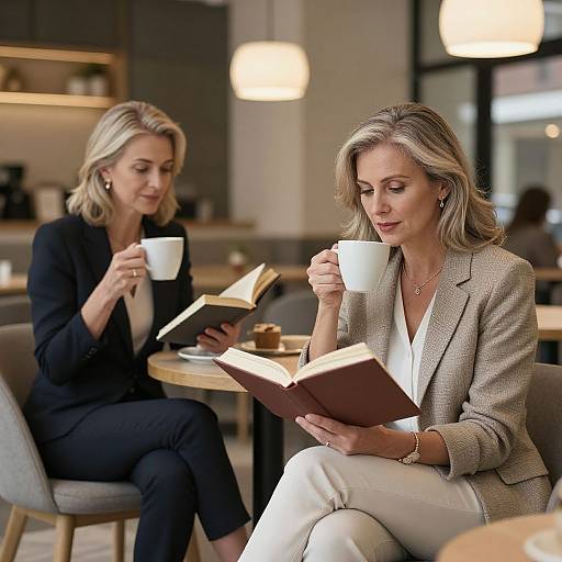 Elegant Mature Women in Urban Café