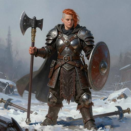 Cinematic Female Dwarf Warrior in Battle
