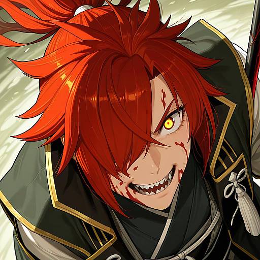 Illustration of Mori nagayoshi (fate), fate (series) in the style of Blue borscht