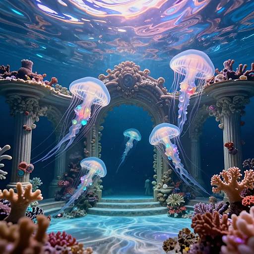 Underwater Ballet of Luminous Jellyfish