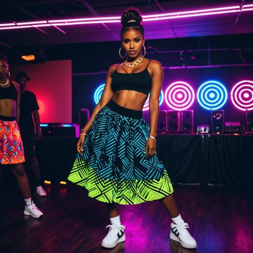 Hip Hop Dance Fashion with Neon Skirt