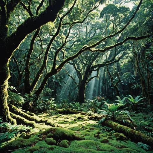 Serene Jungle Canopy with Vibrant Flora