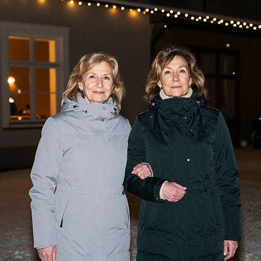 Winter Night Photo of Two Women