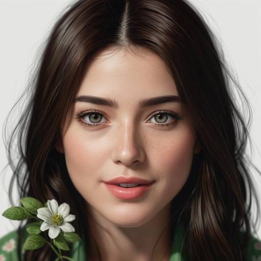 Freckled Girl Portrait with Floral Details