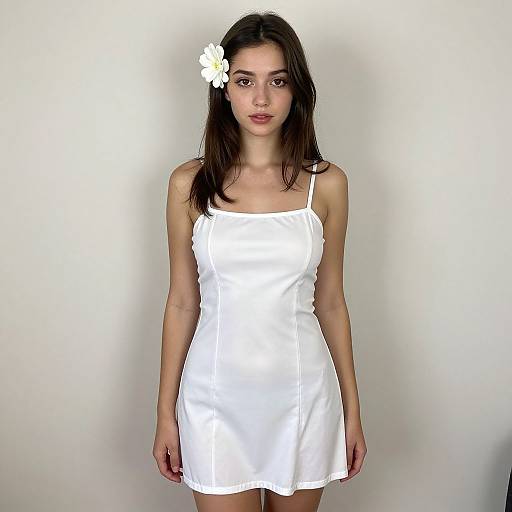 Realistic Woman in White Mini Frock