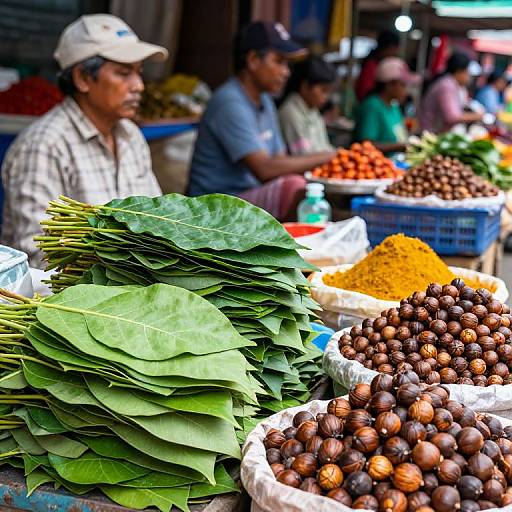 Vibrant Betel Leaf Market Scene