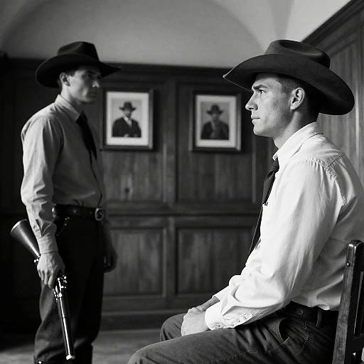 Vintage Cowboy Portrait in Black-and-White