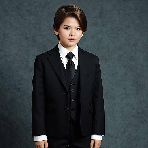 Young Male in Formal Black Suit