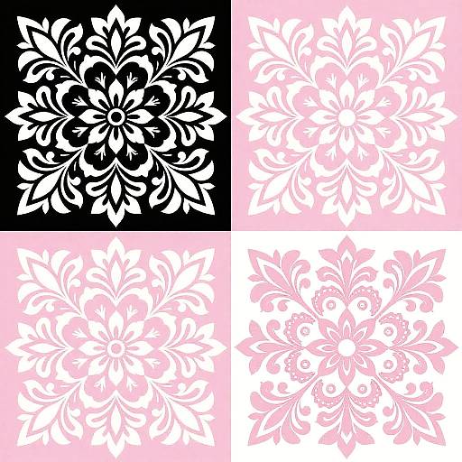 Abstract Floral Paisley Quadrant Collage