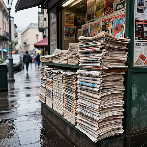 Rainy Urban Newsstand with GiornalI