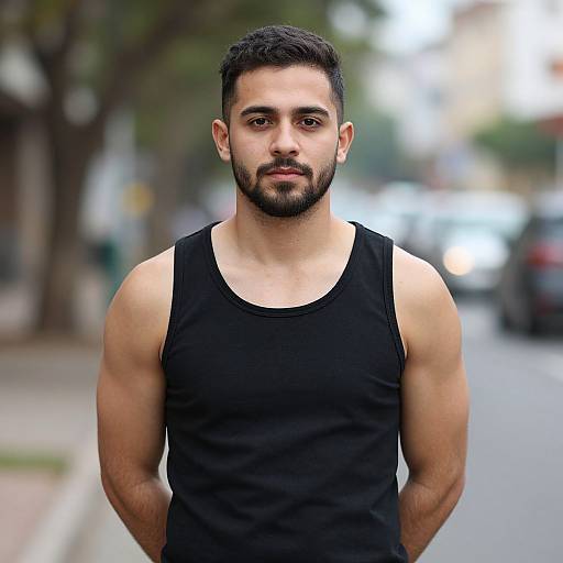 Realistic Man in Black Tank Top