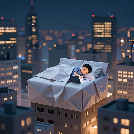 Origami City: Buildings Sleeping and Waking