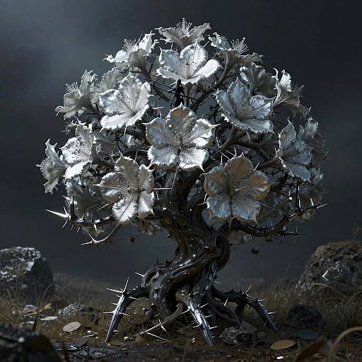 Dark Fantasy Obsidian Thornbush Archer