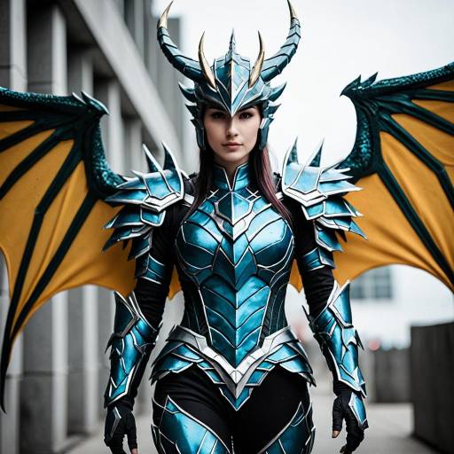 Female Cosplayer in Ion Dragon Armor Costume