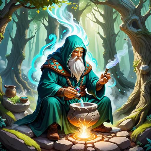 Ethereal Druid Brewing Potion in Grove Ethereal Druid Brewing Potion in Grove
