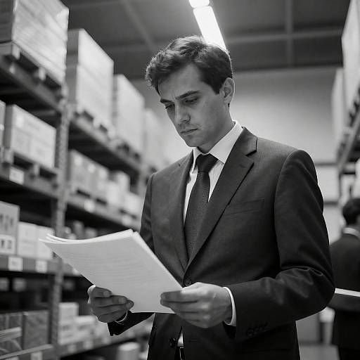 Serious Businessman in Warehouse Setting