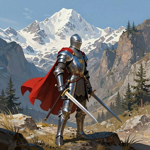 Valiant Knight on Mountainous Terrain