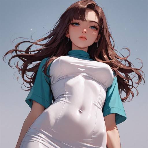 Retro Anime Girl in Formal Attire