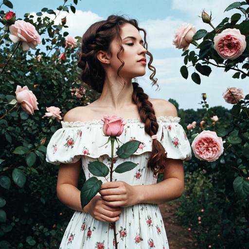 Young Woman in Rose Garden