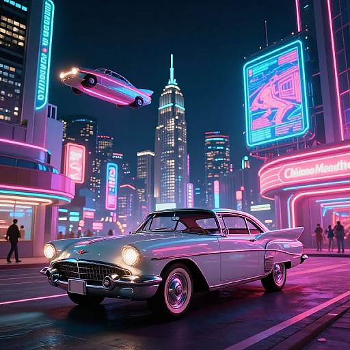 Retrofuturistic Neon Cityscape at Night