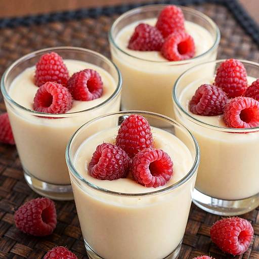 Creamy Pudding with Fresh Raspberries