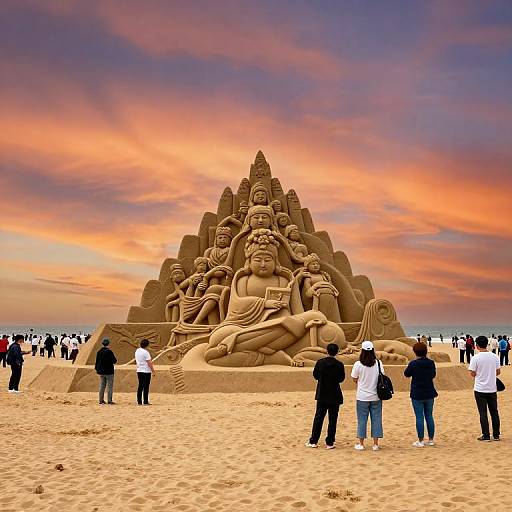 Giant Sand Sculpture at Sunset